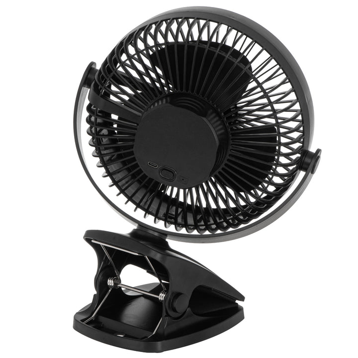 Stolný ventilátor s klipom, na batériu, 15,5 cm, otočný o 360°, USB-C, Adler
