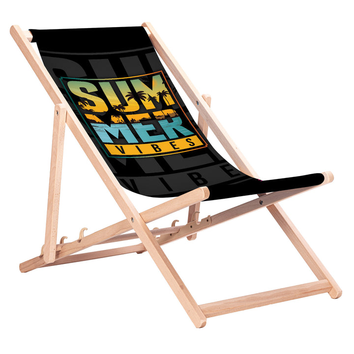 Klasické bukové ležadlo GreenBlue GB183 s potlačou Summer Vibes