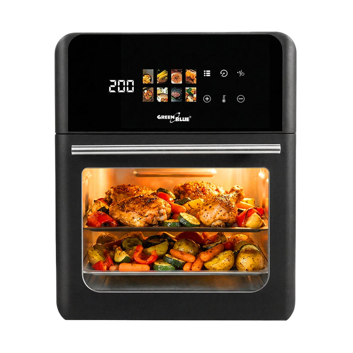 Beztuková fritéza AIR FRYER GreenBlue, výkon 1800 W, objem 10 l, 8 programov, príslušenstvo, časovač, GB950 + teplomer/sonda na potraviny, GreenBlue GB178