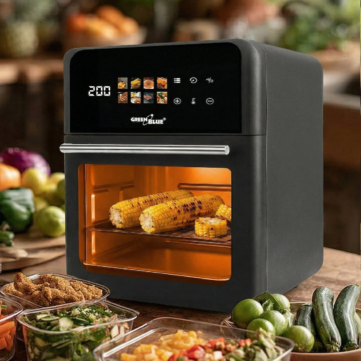 Bezolejová fritéza AIR FRYER GreenBlue, výkon 1800 W, objem 10 l, 8 programov, príslušenstvo, časovač, GB950 + papierové vložky 16 cm, 100 ks