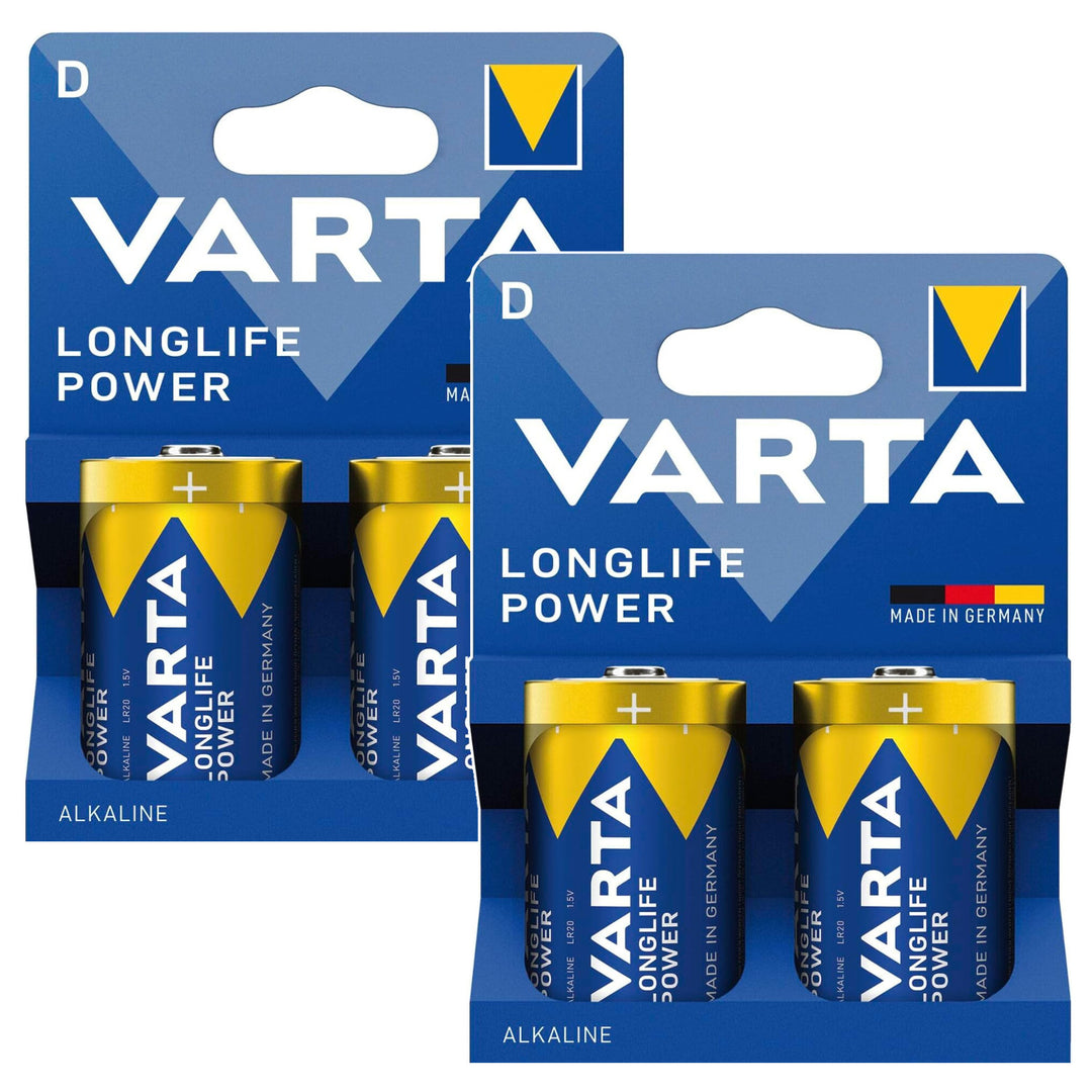 4x batéria R-20 R20 D 1,5 V alkalická Longlife Power Varta