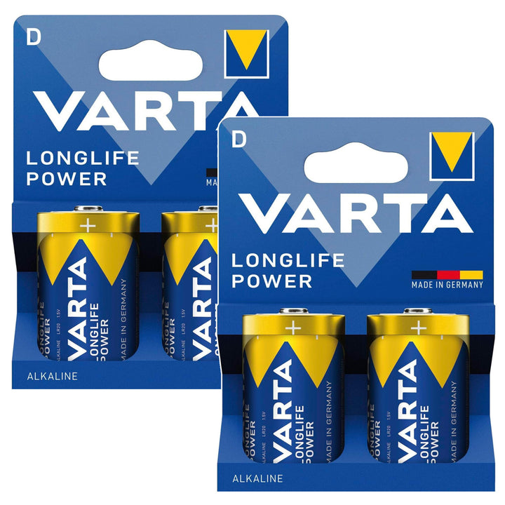 4x batéria R-20 R20 D 1,5 V alkalická Longlife Power Varta