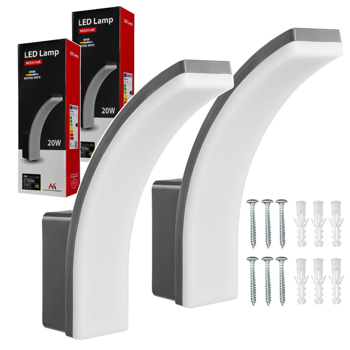 LED svietidlo Maclean, farba sivá, 20 W, IP65, 2750 lm, neutrálna biela farba (4000 K) MCE511 GR, 2 ks