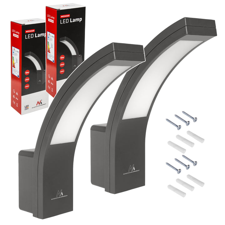 LED fasádne svietidlo Maclean, 800 lm, 10 W, farba svetla prírodná biela (4000 K), farba šedá, MCE343 GR, 2 ks