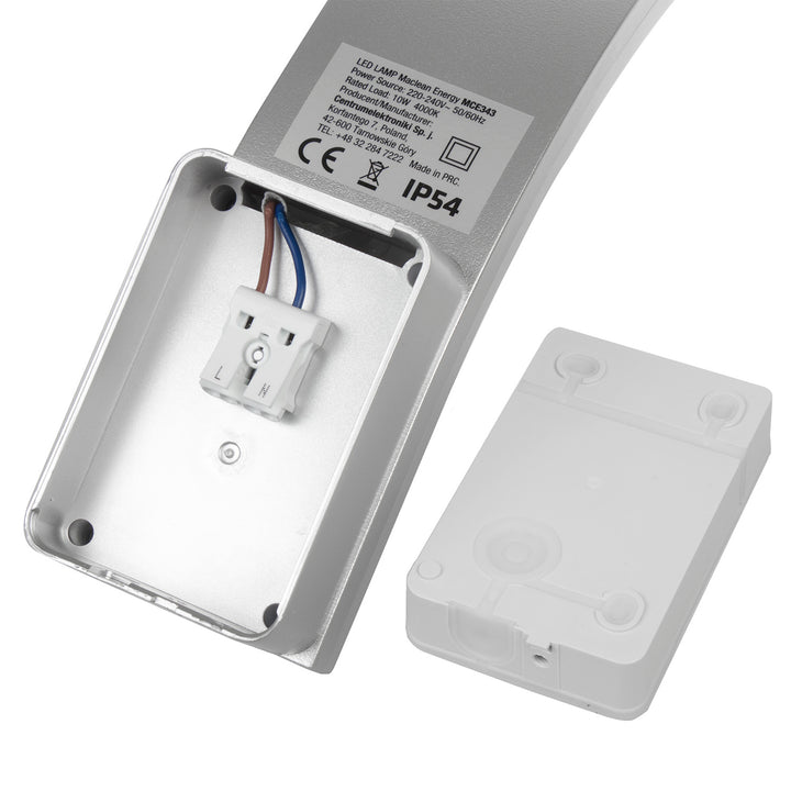 LED fasádne svietidlo Maclean, 800 lm, IP54, 10 W, prirodzená biela farba (4000 K), strieborná farba, MCE343 SV, 2 ks