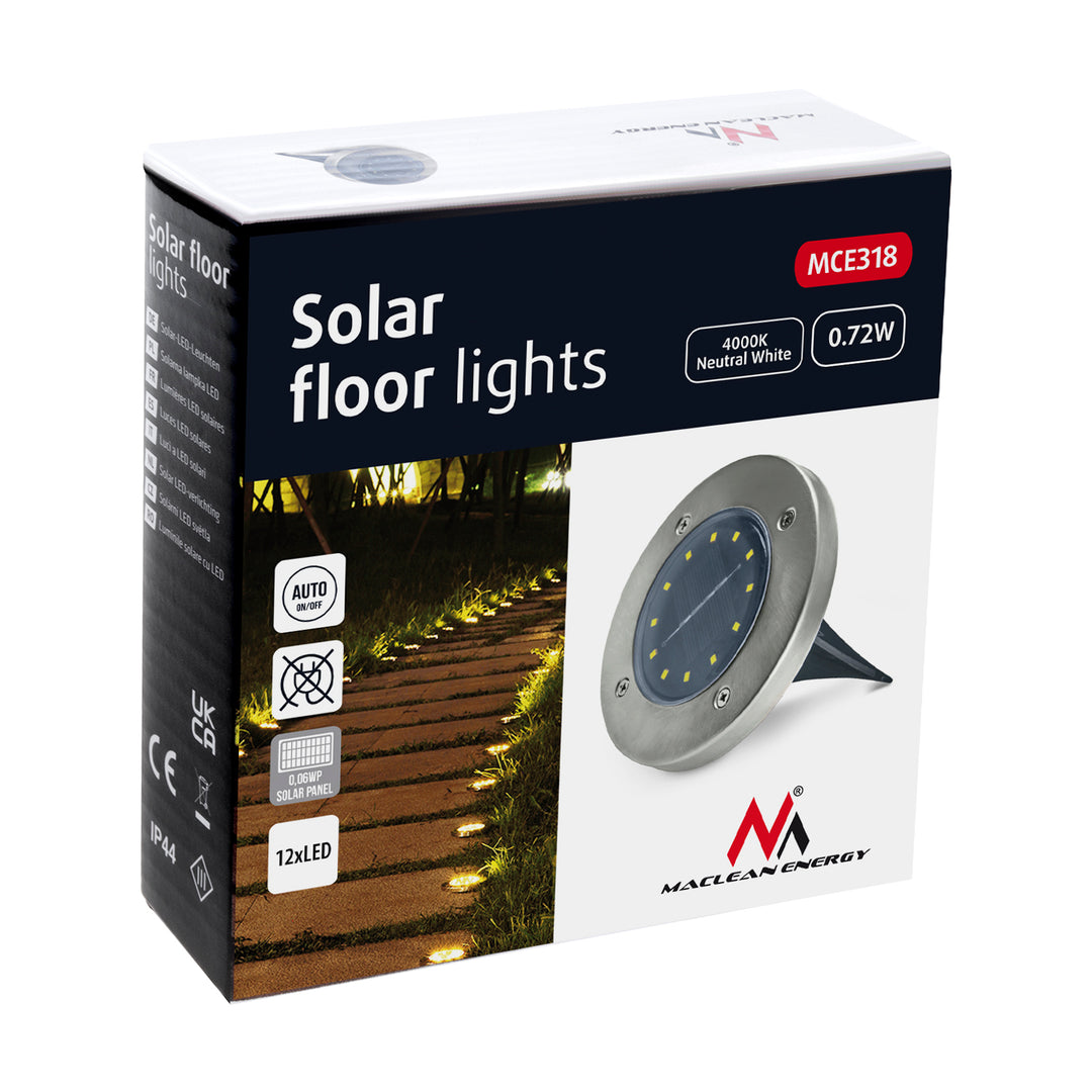 Solárna záhradná LED lampa Maclean IP44, 12 LED SMD, 4000 K, Ni-MH 600 mAh, 0,7 W, MCE318, 4 ks