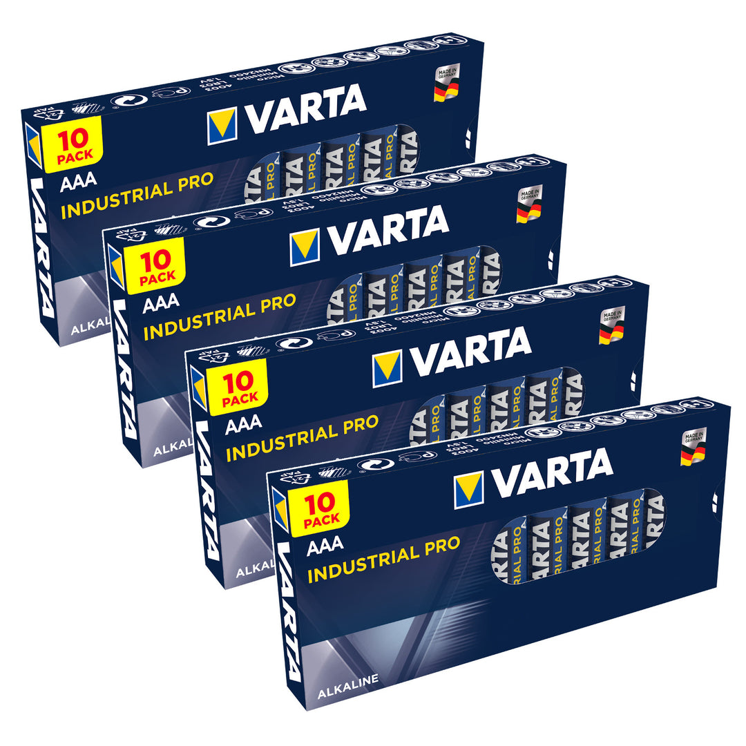 40x alkalická batéria R-03 LR03 AAA Varta Industrial 4003