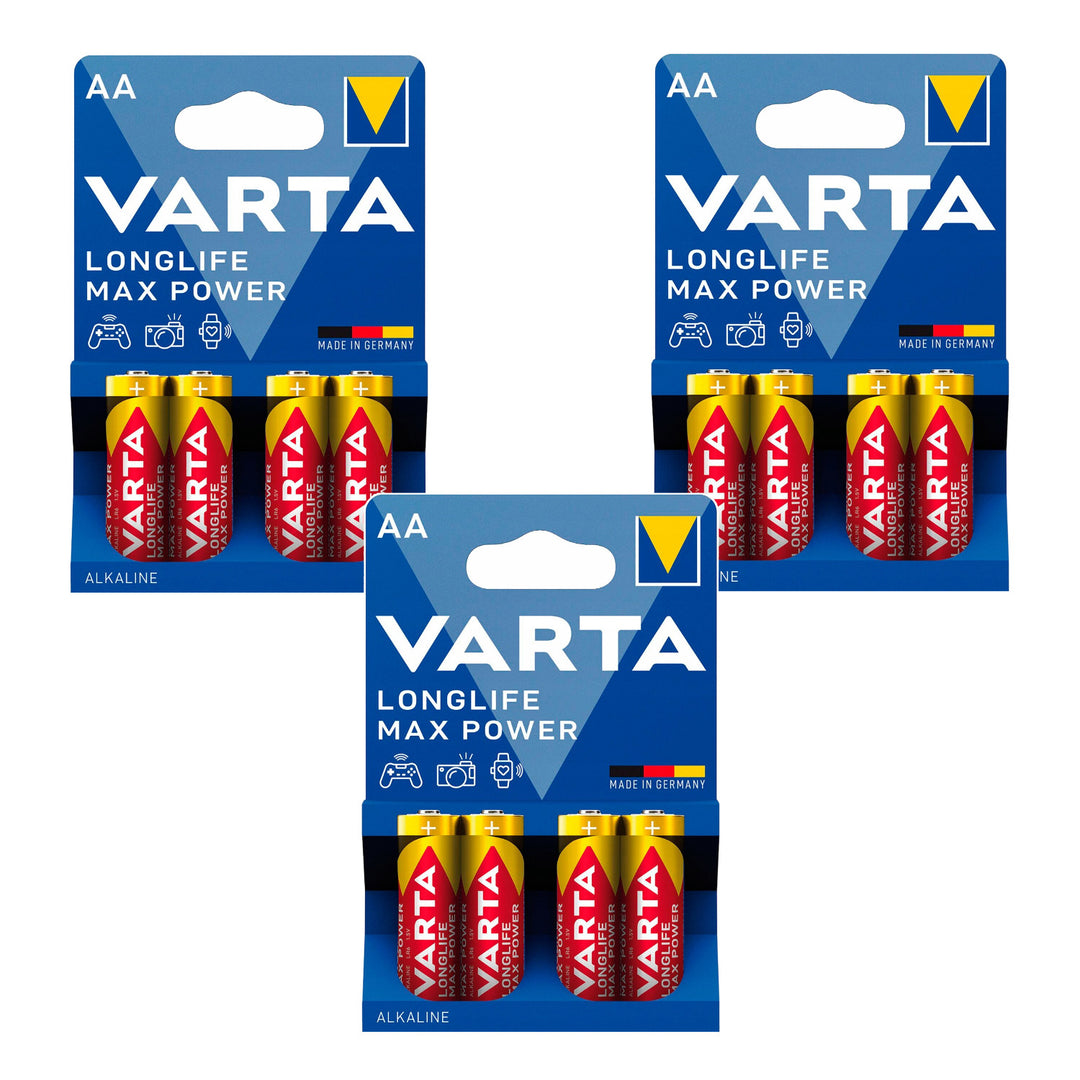 12 ks batérií R-06 R06 AA 1,5 V alkalické R-06 Longlife Max Power Varta