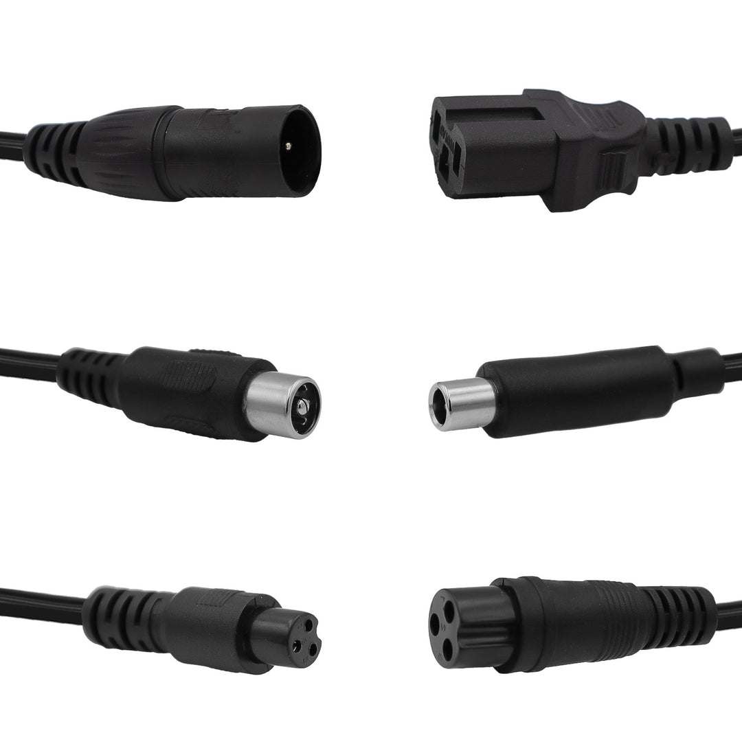 Univerzálna nabíjačka / napájací adaptér Maclean Energy, pre kolobežky, 42 V DC, 2 A, max. 85 W, rýchle nabíjanie, 6 konektorov, MCE667