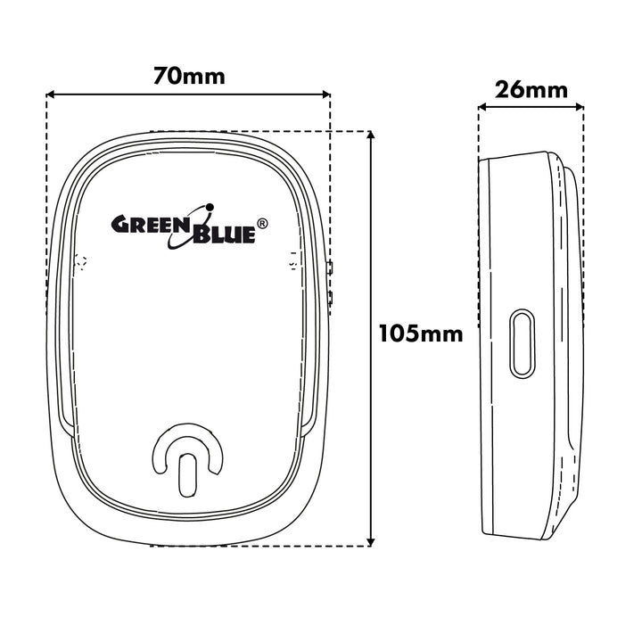 Bezdrôtový zvonček GreenBlue, 38 melódií, 90 dB, biely, dosah až 200 m, GB404 W