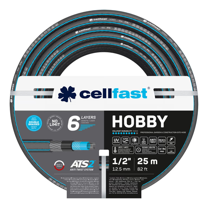 Vozík na hadicu Cellfast Aluplus 1/2" 60 m + záhradná hadica Cellfast Hobby ATS2 1/2" 25 m