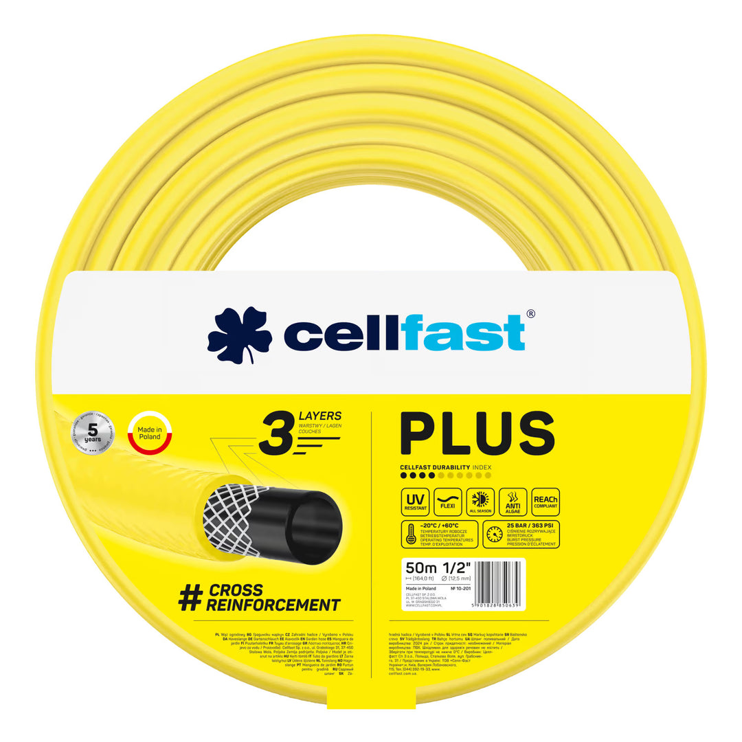 Vozík na hadicu Cellfast Aluplus 1/2" 60 m + záhradná hadica Cellfast Plus 1/2" 50 m