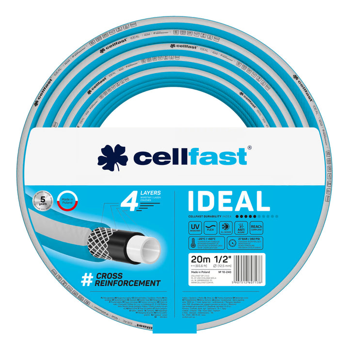 Vozík na hadicu Cellfast Aluplus 1/2" 60 m + Záhradná hadica Cellfast IDEAL 1/2" 20 m + Sada s priamym zavlažovačom Cellfast Basic 1/2"