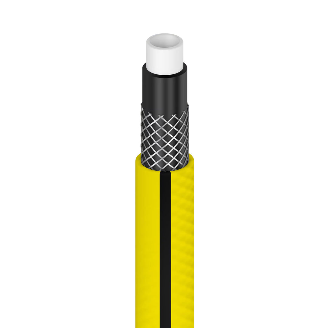 Záhradná hadica Cellfast 4YELLOW 1/2" 30 m + záves na hadicu Cellfast (sivá) + sada s priamym zavlažovačom Cellfast Basic 1/2"