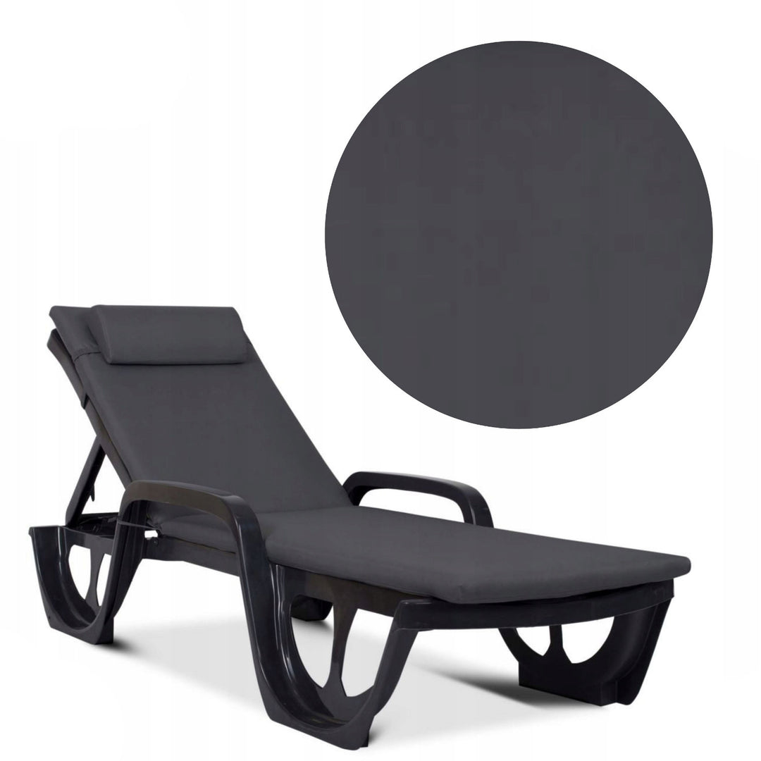 Vankúš na ležadlo Madera, farba tmavošedá, tkanina S-500, rozmery 190 × 55 cm, upevnenie gumovým pásom, vodovzdorný, Madera S-49
