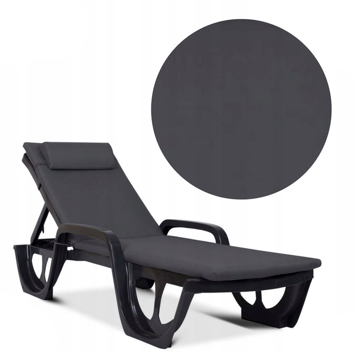 Vankúš na ležadlo Madera, farba tmavošedá, tkanina S-500, rozmery 190 × 55 cm, upevnenie gumovým pásom, vodovzdorný, Madera S-49