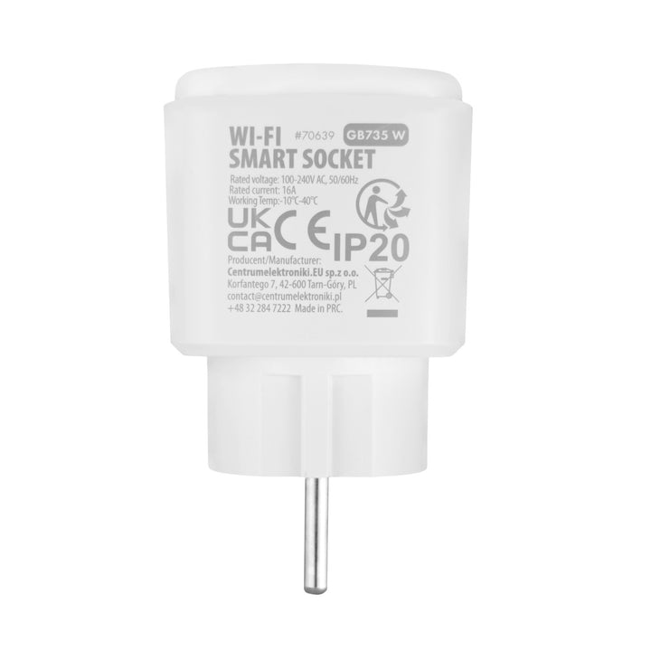 Diaľkovo ovládaná WiFi zásuvka GreenBlue, Android/iOS/Alexa/Google Home, časovač, wattmeter, max. 16 A/3840 W, GB735 W, 2 ks