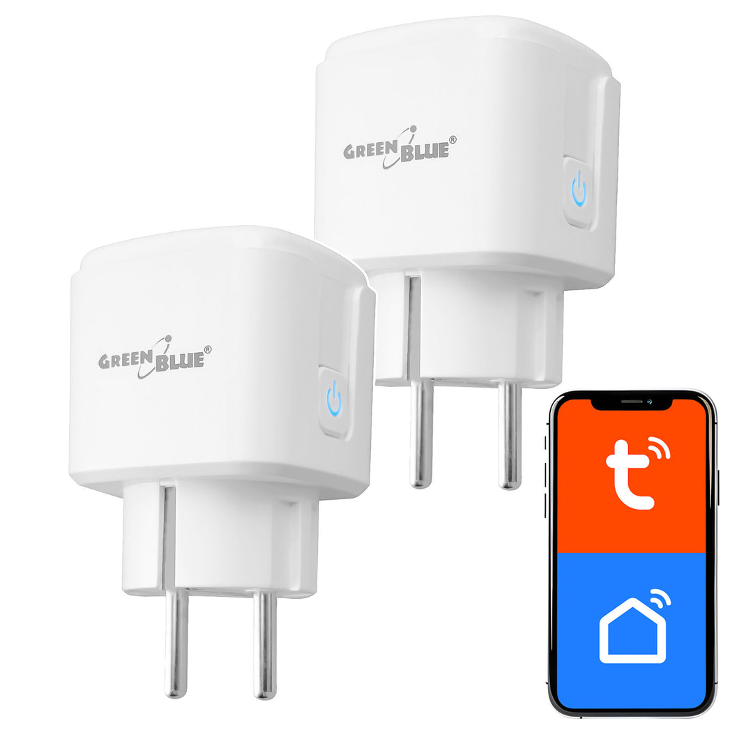 Diaľkovo ovládaná WiFi zásuvka GreenBlue, Android/iOS/Alexa/Google Home, časovač, wattmeter, max. 16 A/3840 W, GB735 W, 2 ks