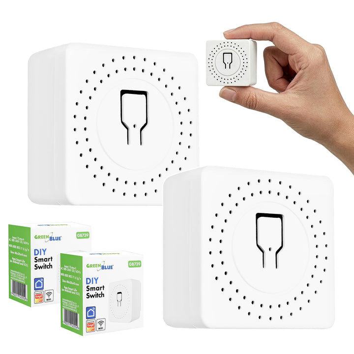 Zápustný WiFi relé GreenBlue, Android/iOS/Alexa/Google Home, 100–240 V striedavého prúdu, 50/60 Hz, max. 16 A, pre LED 150 W, GB739, 2 ks