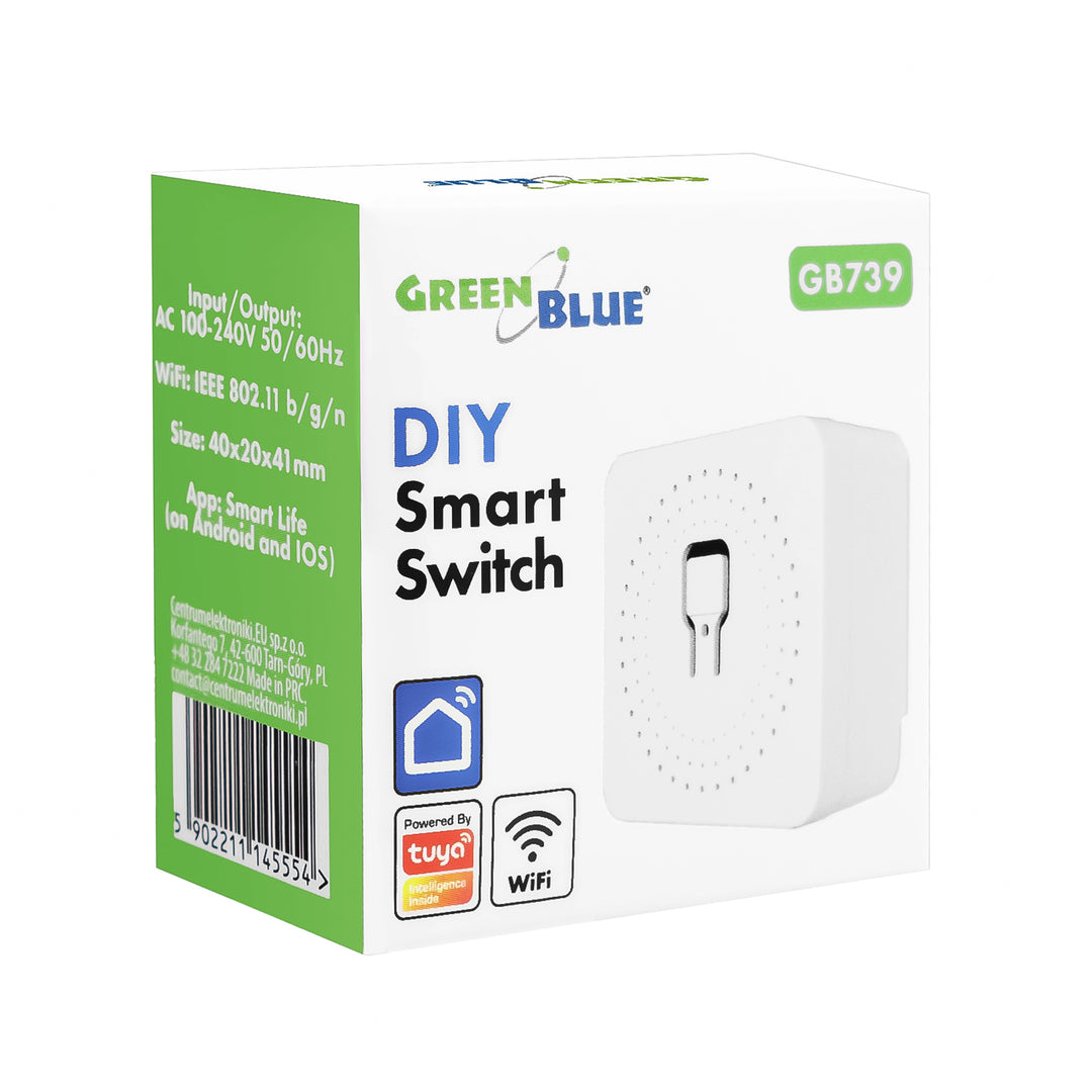 Zápustný WiFi relé GreenBlue, Android/iOS/Alexa/Google Home, 100–240 V striedavého prúdu, 50/60 Hz, max. 16 A, pre LED 150 W, GB739, 4 kusy