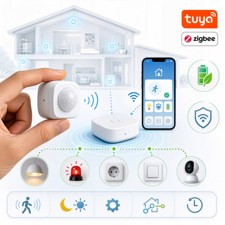 Bezdrôtový pohybový senzor Zigbee Tuya GreenBlue, Android/iOS, CR2450 DC 3,0 V, uhol detekcie 120° / do 8 m, GB740, 2 ks
