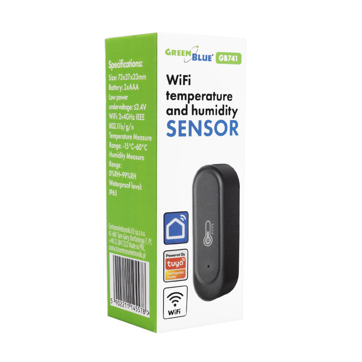 Vonkajší snímač teploty a vlhkosti WiFi GreenBlue, Android/iOS, 3,0 V DC, LR03x2, IP65, GB741, 2 kusy