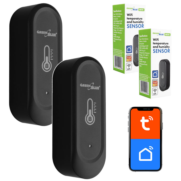 Vonkajší snímač teploty a vlhkosti WiFi GreenBlue, Android/iOS, 3,0 V DC, LR03x2, IP65, GB741, 2 kusy