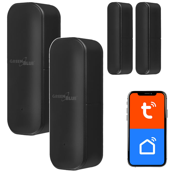 Bezdrôtový kontaktný senzor / senzor otvorenia WiFi GreenBlue, Android/iOS, na dvere / okná, 3,0 V DC, LR03x2, GB479 B, 2 sady