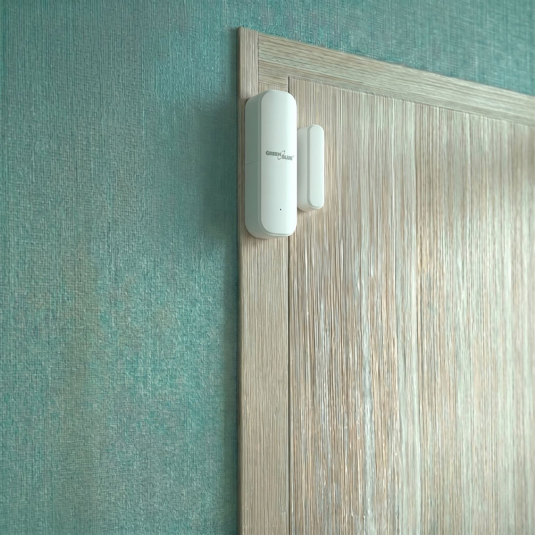 Bezdrôtový kontaktný spínač / snímač otvorenia WiFi GreenBlue, Android/iOS, na dvere / okná, 3,0 V DC, LR03x2, GB479 W, 2 sady