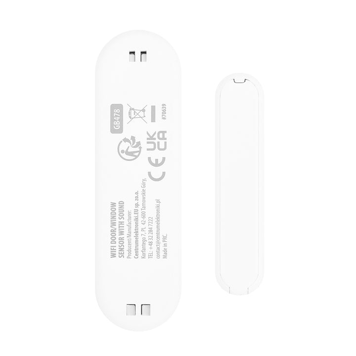 Bezdrôtový kontaktný spínač / snímač otvorenia WiFi GreenBlue, Android/iOS, na dvere / okná, 3,0 V DC, LR03x2, s alarmom, GB478, 2 sady