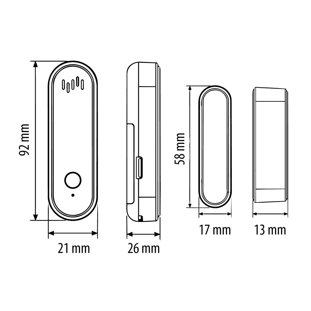Bezdrôtový kontaktný spínač / snímač otvorenia WiFi GreenBlue, Android/iOS, na dvere / okná, 3,0 V DC, LR03x2, s alarmom, GB478, 2 sady