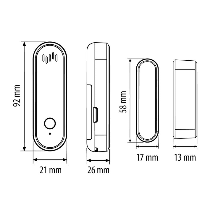 Bezdrôtový kontaktný spínač / snímač otvorenia WiFi GreenBlue, Android/iOS, na dvere / okná, 3,0 V DC, LR03x2, s alarmom, GB478, 2 sady