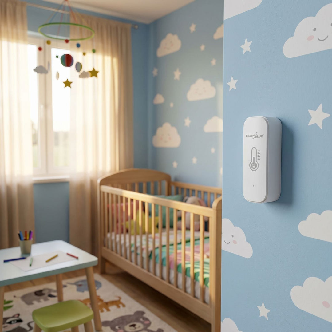 Senzor teploty a vlhkosti WiFi GreenBlue, Android/iOS/Alexa/Google Home, 3,0 V DC, LR03x2, GB737, 2 kusy