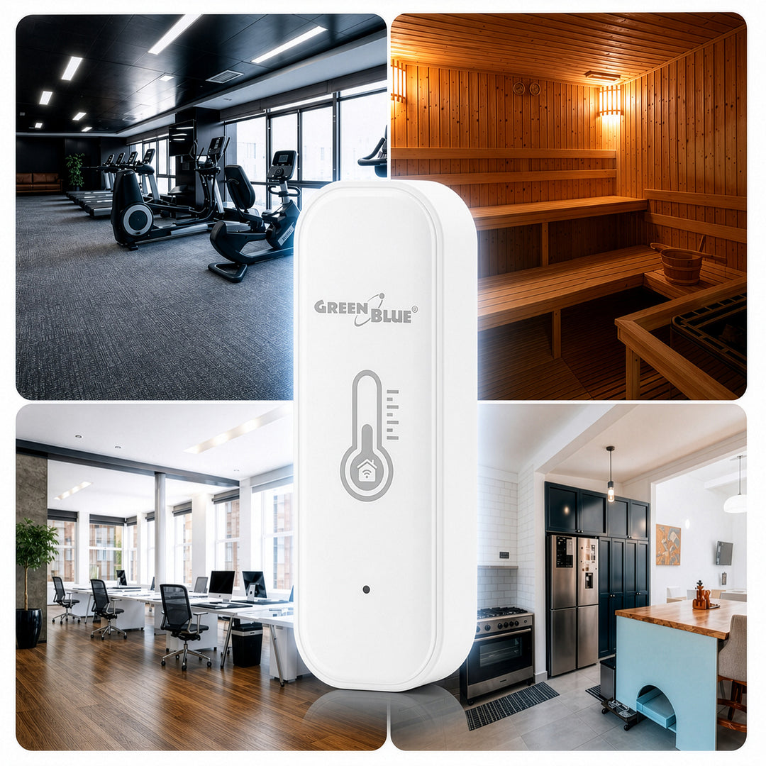 Senzor teploty a vlhkosti WiFi GreenBlue, Android/iOS/Alexa/Google Home, 3,0 V DC, LR03x2, GB737, 2 kusy