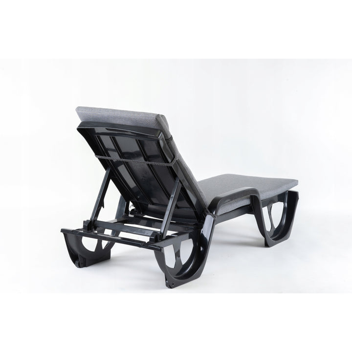 Vankúš na ležadlo Madera, farba sivá, tkanina S-550 melange, rozmery 190 × 55 cm, upevnenie gumovým pásom, vodovzdorný, melange S-23, 2 kusy