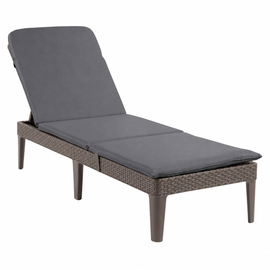 Nastaviteľné záhradné ležadlo Jaipur Sun Lounger, hnedé + vankúš na ležadlo Jaipur, farba tmavošedá, tkanina S-500, rozmery 190 x 60 cm
