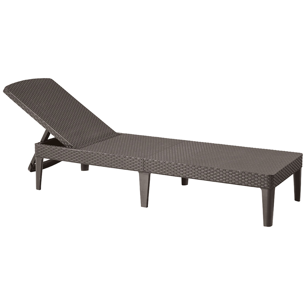 Nastaviteľné záhradné ležadlo Jaipur Sun Lounger, hnedé + vankúš na ležadlo Jaipur, béžová farba, tkanina S-550 Melange, rozmery 190 x 60 cm