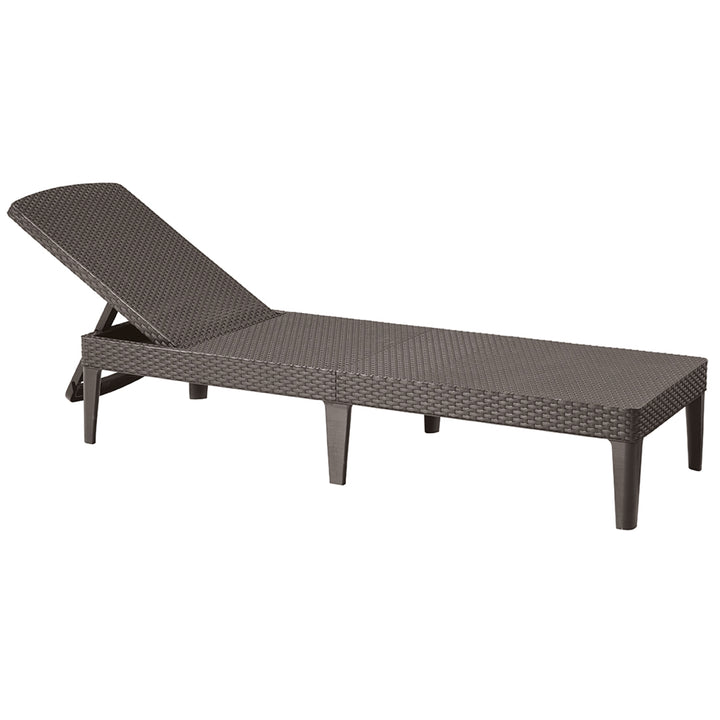 Nastaviteľné záhradné ležadlo Jaipur Sun Lounger, hnedé + vankúš na ležadlo Jaipur, béžová farba, tkanina S-550 Melange, rozmery 190 x 60 cm