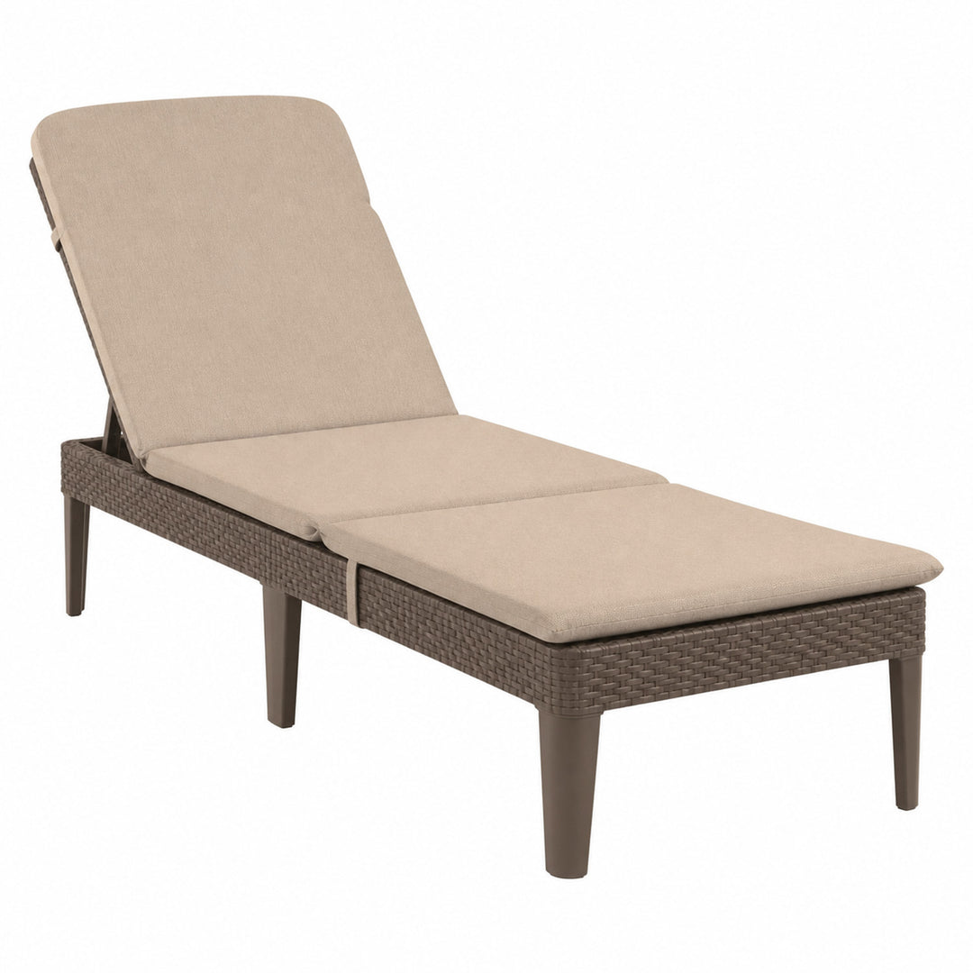 Nastaviteľné záhradné ležadlo Jaipur Sun Lounger, hnedé + vankúš na ležadlo Jaipur, béžová farba, tkanina S-550 Melange, rozmery 190 x 60 cm