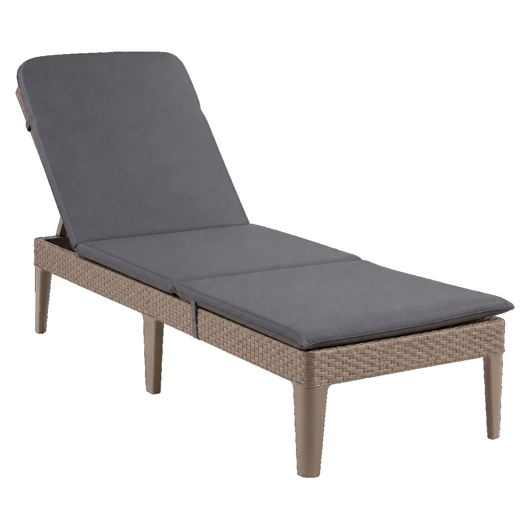 Nastaviteľné záhradné ležadlo Jaipur Sun Lounger v odtieni cappuccino + vankúš na ležadlo Jaipur, farba tmavošedá, tkanina S-500, rozmery 190 x 60 cm