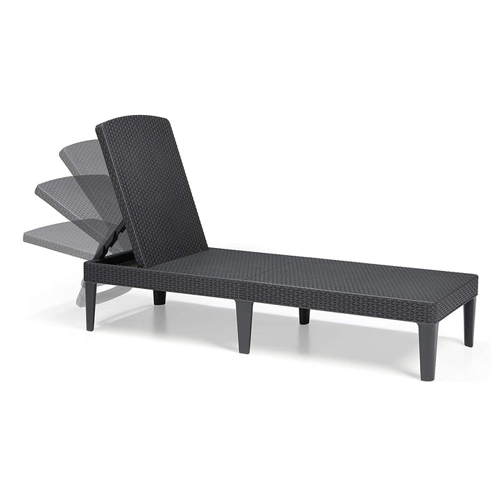 Nastaviteľné záhradné ležadlo Jaipur Sun Lounger v grafitovej farbe + vankúš na ležadlo Jaipur, farba tmavošedá, tkanina S-500, rozmery 190 × 60 cm