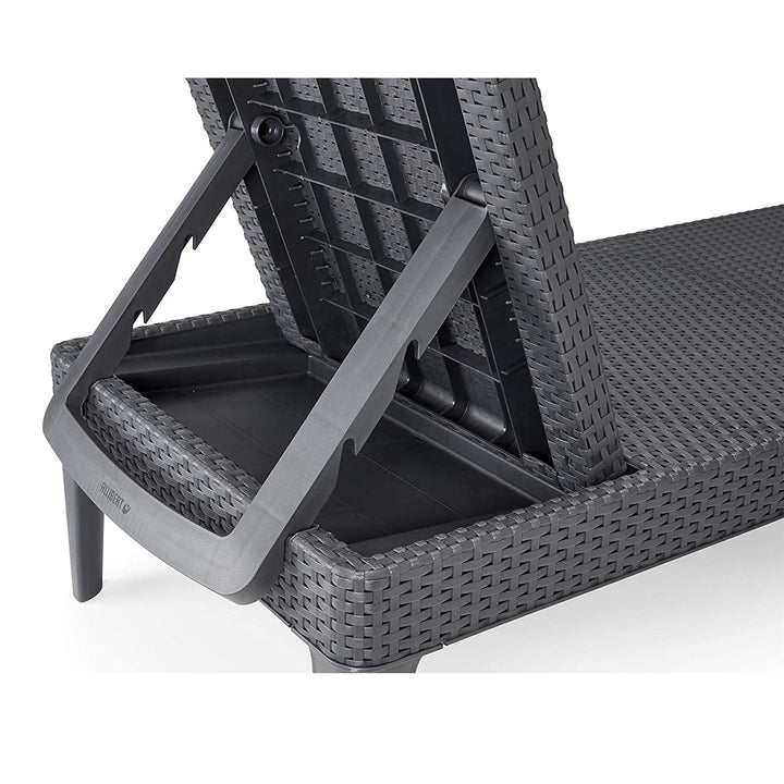 Nastaviteľné záhradné ležadlo Jaipur Sun Lounger v grafitovej farbe + vankúš na ležadlo Jaipur, farba tmavošedá, tkanina S-500, rozmery 190 × 60 cm