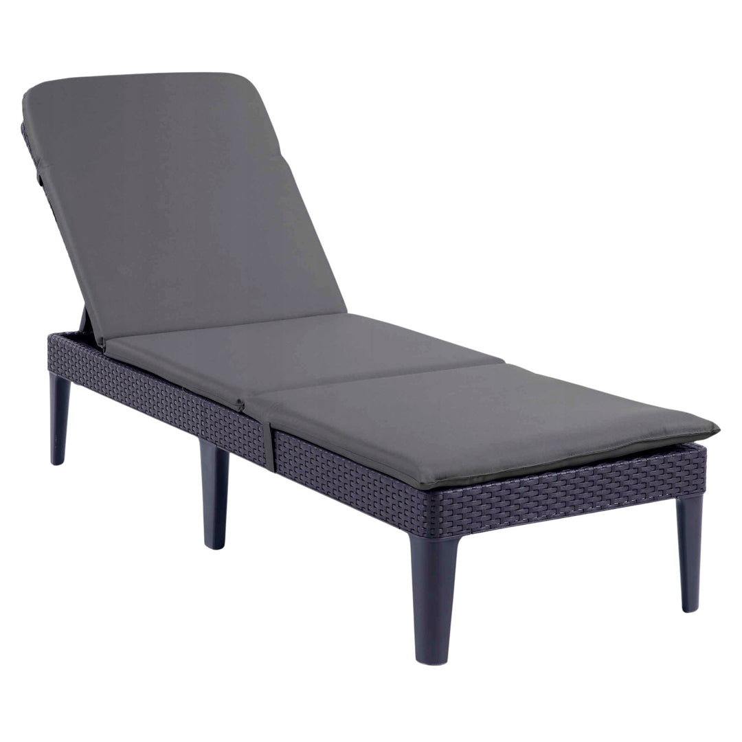 Nastaviteľné záhradné ležadlo Jaipur Sun Lounger v grafitovej farbe + vankúš na ležadlo Jaipur, farba tmavošedá, tkanina S-500, rozmery 190 × 60 cm