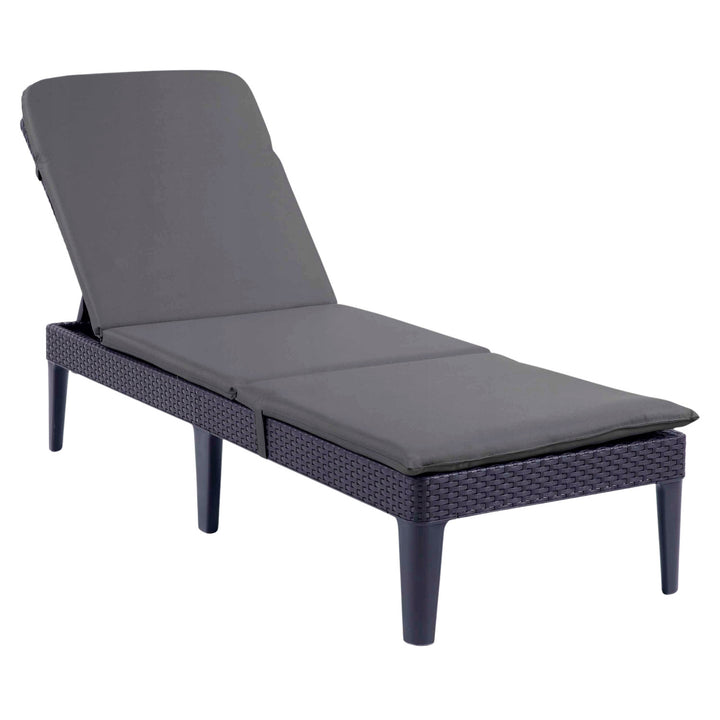 Nastaviteľné záhradné ležadlo Jaipur Sun Lounger v grafitovej farbe + vankúš na ležadlo Jaipur, farba tmavošedá, tkanina S-500, rozmery 190 × 60 cm