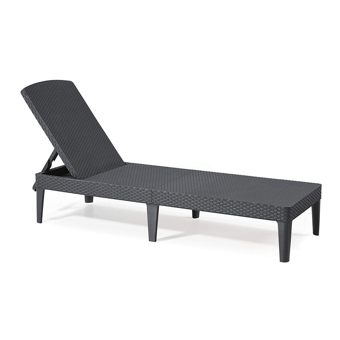 Nastaviteľné záhradné ležadlo Jaipur Sun Lounger v grafitovej farbe + vankúš na ležadlo Jaipur, farba béžová, tkanina S-550 Melange, rozmery 190 x 60 cm