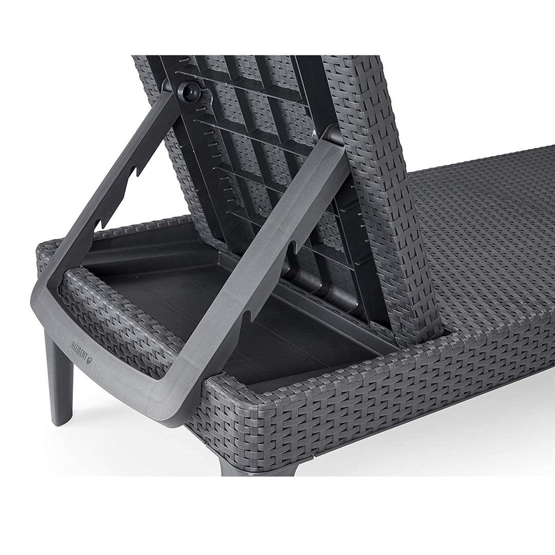 Nastaviteľné záhradné ležadlo Jaipur Sun Lounger v grafitovej farbe + vankúš na ležadlo Jaipur, farba béžová, tkanina S-550 Melange, rozmery 190 x 60 cm
