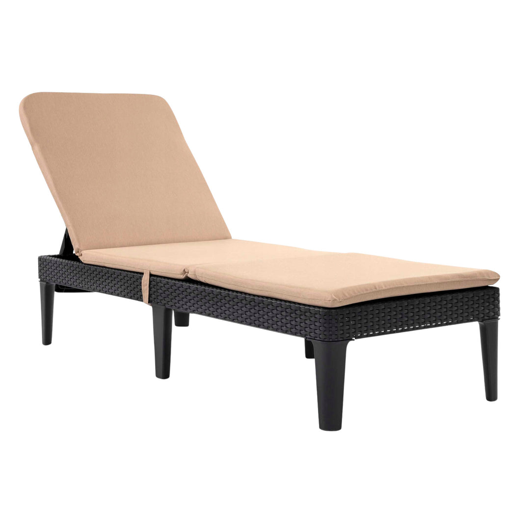 Nastaviteľné záhradné ležadlo Jaipur Sun Lounger v grafitovej farbe + vankúš na ležadlo Jaipur, farba béžová, tkanina S-550 Melange, rozmery 190 x 60 cm