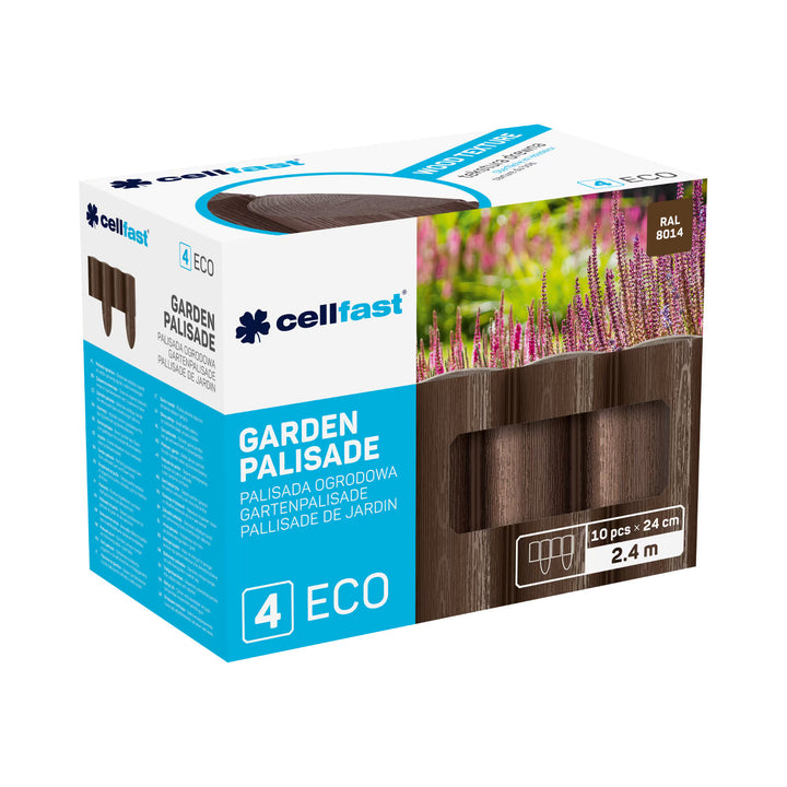 Záhradná palisáda Cellfast, drevená textúra, mrazuvzdorná, dĺžka 14,4 m, farba hnedá, 34-031