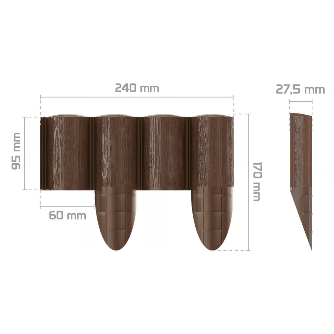 Záhradná palisáda Cellfast, drevený vzhľad, mrazuvzdorná, dĺžka 21,6 m, farba hnedá, 34-031