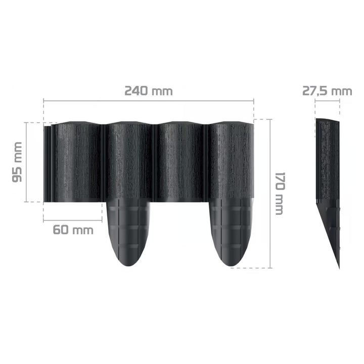 Záhradná palisáda Cellfast, drevená textúra, mrazuvzdorná, dĺžka 14,4 m, farba antracitová, 34-032